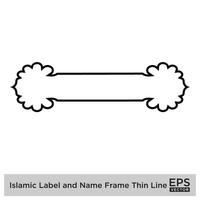 Islamic Label and Name Frame Thin Line Black stroke silhouettes Design pictogram symbol visual illustration vector