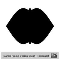 Islamic Frame Design Glyph Horizental Black Filled silhouettes Design pictogram symbol visual illustration vector