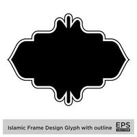 Islamic Frame Design Glyph with outline Black Filled silhouettes Design pictogram symbol visual illustration vector