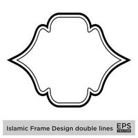 Islamic Frame Design double lines Black Stroke silhouettes Design pictogram symbol visual illustration vector