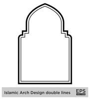 Islamic Arch Design double lines Outline Linear Black Stroke silhouettes Design pictogram symbol visual illustration vector