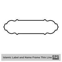 Islamic Label and Name Frame Thin Line Black stroke silhouettes Design pictogram symbol visual illustration vector