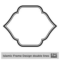 Islamic Frame Design double lines Black Stroke silhouettes Design pictogram symbol visual illustration vector