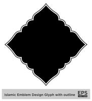 islámico Amblem diseño glifo con contorno negro lleno siluetas diseño pictograma símbolo visual ilustración vector