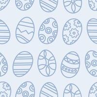 Blue seamless pattern of linear Easter eggs vector