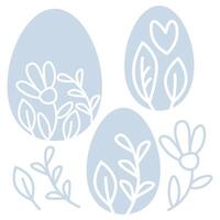 Set of delicate blue Easter eggs with cut out flowers vector