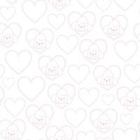 Delicate pink seamless pattern of linear poodles and hearts vector