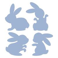 Set of blue silhouettes of bunnies vector
