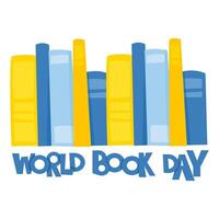 Multi-colored books stand side by side in a line for World Book Day vector