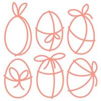 Set of minimalistic contour Easter eggs vector