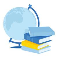 Globe and stack of books for World Book Day vector