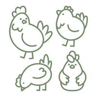 Set of different linear chicken icons vector