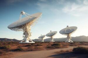 AI generated Massive Radio telescope pointing sky. Generate Ai photo