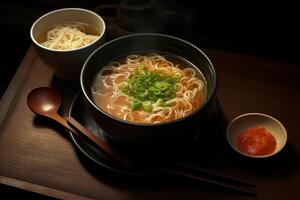 AI generated Aromatic Noodle soup. Generate Ai photo