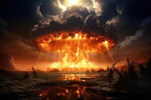 AI generated Thunderous Nuclear explosion dramatic. Generate Ai photo