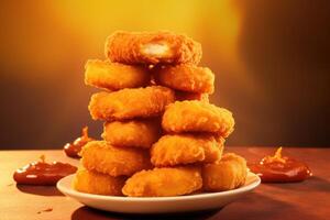 AI generated Indulgent Nuggets fast food. Generate Ai photo