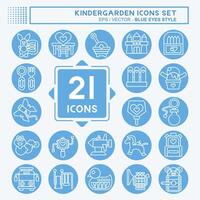 Icon Set Kindergarten. related to Holiday symbol. blue eyes style. simple design editable. simple illustration vector