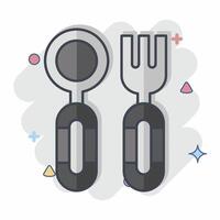 Icon Cutlery. related to Kindergarten symbol. comic style. simple design editable. simple illustration vector