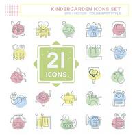 Icon Set Kindergarten. related to Holiday symbol. Color Spot Style. simple design editable. simple illustration vector