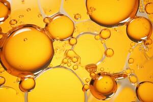 AI generated Floating Oil bubbles yellow. Generate Ai photo