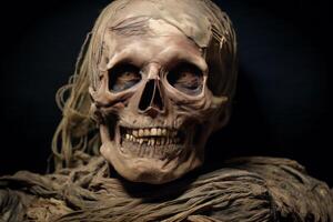 AI generated Aged Ancient mummy skeleton. Generate Ai photo