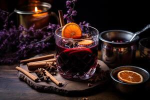 AI generated Warming Mulled wine cocktail. Generate Ai photo