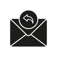 Email Reply Silhouette Icon. Responding New Message Glyph Pictogram. Mail, Letter, Post Solid Sign. Envelope With Arrow Back Symbol. Isolated Vector Illustration