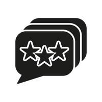 Feedback, Rate Silhouette Icon. Stars With Speech Bubble Glyph Pictogram. Customer Experience Solid Sign. Online Service Review Symbol. Isolated Vector Illustration