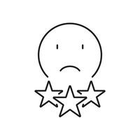 Negative Review Line Icon Concept. Sad Emoticon, Bad Feedback Linear Pictogram. Disagree Sign. Dislike Emoji Outline Symbol In Experience Survey Service. Editable Stroke. Isolated Vector Illustration