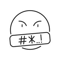 Angry Swearing Emoticon Line Icon. Customer Negative Emotion Linear Pictogram. Bad Feedback Outline Symbol. Complain Message Sign. Rude And Mad Emoji. Editable Stroke. Isolated Vector Illustration