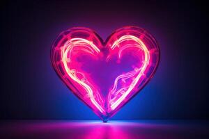 AI generated Colorful Neon heart shaped. Generate Ai photo