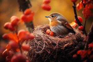 ai generado fragante nido pájaro huevos. generar ai foto