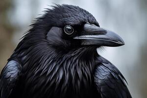 AI generated Intelligent black raven. Generate Ai photo