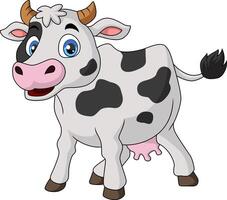 Cute cow cartoon on white background vector