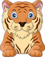Cute tiger cartoon on white background vector