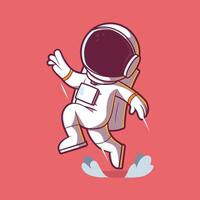 contento astronauta personaje saltando vector ilustración. felicidad, exploración diseño concepto.