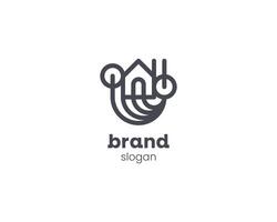 Creative modern monogram line with house logo vector