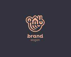 Creative modern line with house monogram logo vector