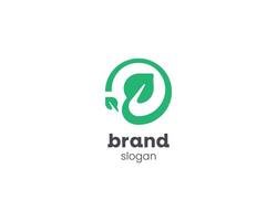 Simple minimalist green natural eco leaf logo vector