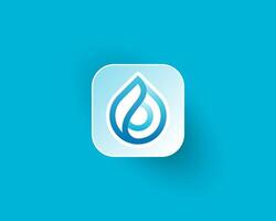 Creative colorful water drop with smooth gradient on app icon vector