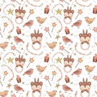 Children's seamless pattern with children's toys drawn in pencil style. Seamless background isolated white background, child-style hand-drawn illustration. vector