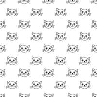 Seamless pattern with cat muzzle doodle for decorative print, wrapping paper, greeting cards, wallpaper and fabric vector