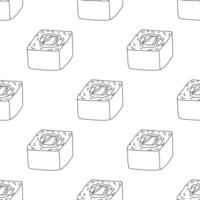 Seamless pattern with sushi roll for decorative print, wrapping paper, menu, wallpaper and fabric vector