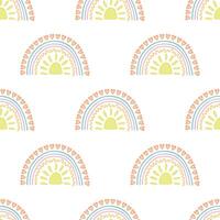 Seamless pattern with rainbow doodle for decorative print, wrapping paper, greeting cards, wallpaper and fabric vector