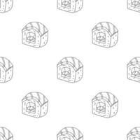 Seamless pattern with sushi roll for decorative print, wrapping paper, menu, wallpaper and fabric vector