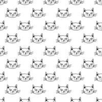 Seamless pattern with cat muzzle doodle for decorative print, wrapping paper, greeting cards, wallpaper and fabric vector