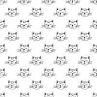 Seamless pattern with cat muzzle doodle for decorative print, wrapping paper, greeting cards, wallpaper and fabric vector