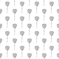 Holiday seamless pattern with flying balloon doodle for decorative print, wrapping paper, greeting cards, wallpaper and fabric vector