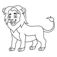 cartoon happy lion line art vector