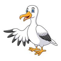 Cartoon funny seagull presenting isolated on white background vector